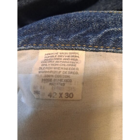 Denim Riders Jeans Mens Navy Blue 42x30 Cotton Solid 5 Pockets Button Zip - Picture 4 of 5